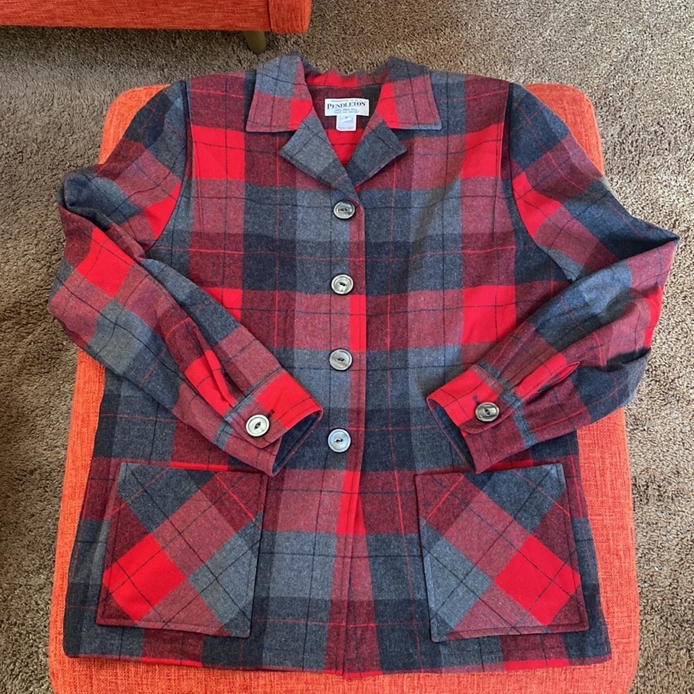 Pendleton Retro 49er Plaid Print Wool Jacket Shacket